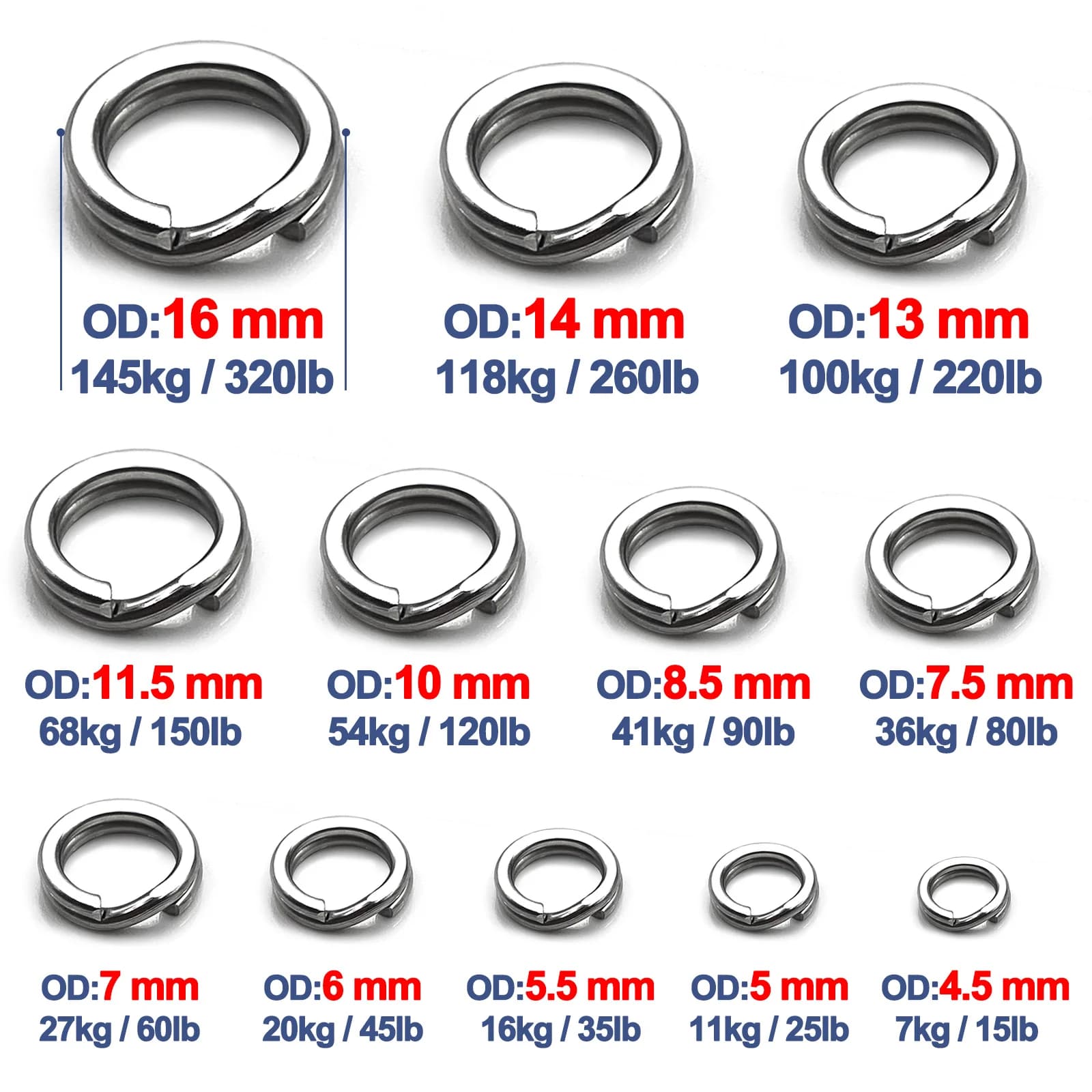 Anneaux split rings 9KM 30pcs inox pour leurres et montages - Connecteurs pêche mer et eau douce