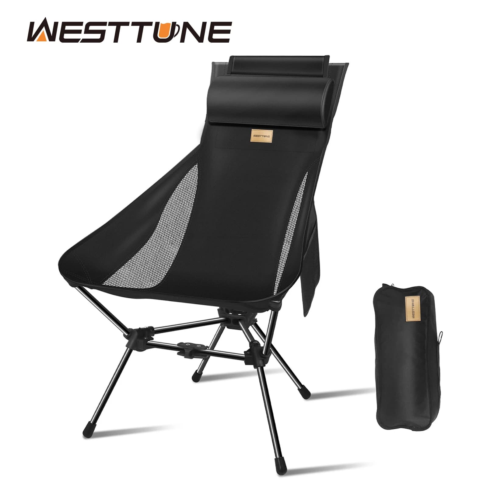 Chaise de pêche WESTTUNE Moon ultralégère pliante avec appui-tête pour détente en plein air