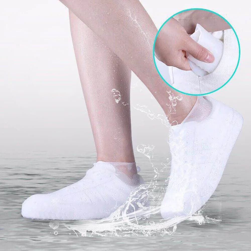 Chaussures de pluie imperméables antidérapantes en silicone élastique pour hommes et femmes - Couvre-chaussures réutilisables