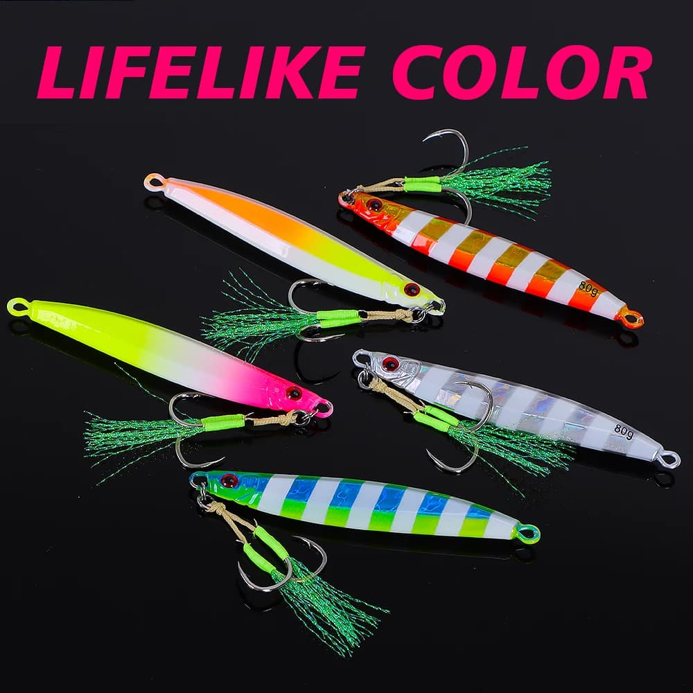 Leurre de pêche jigging lumineux TOLU 30g 40g 60g 80g coulé rapide pour la pêche en