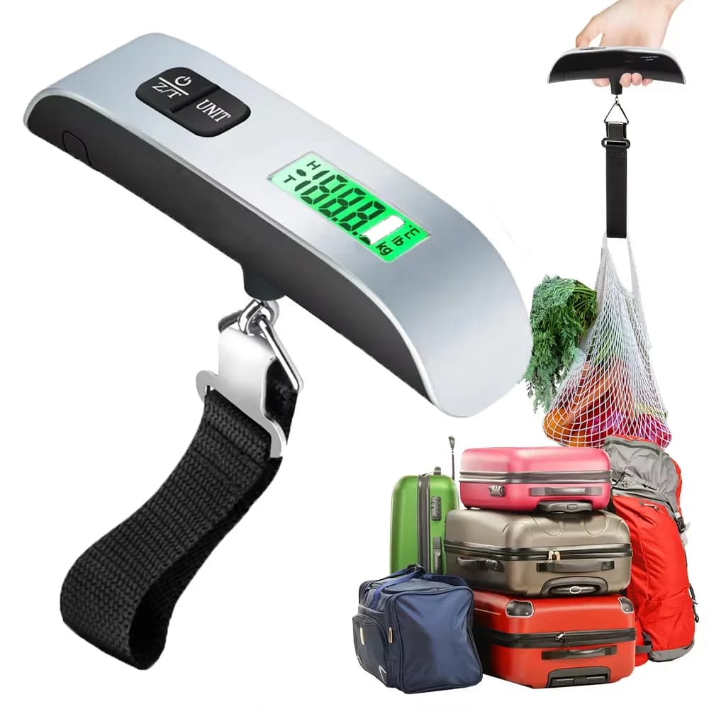 Pèse-bagages numérique 50kg LCD portable pour valises et équipement de pêche voyage