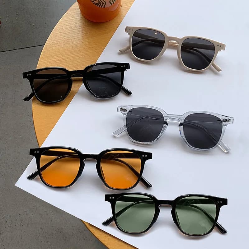 Lunettes de soleil vintage luxe pour femmes et hommes - Cadre carré et rond petit - Protection UV classique