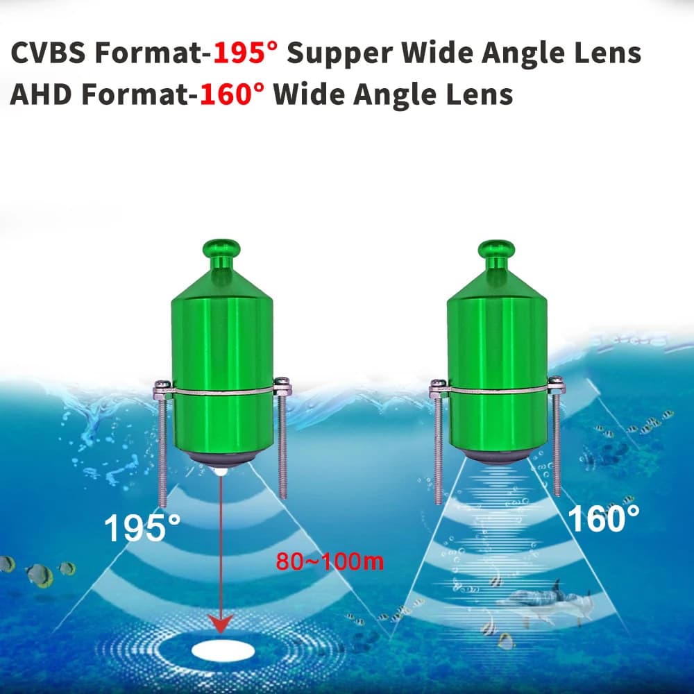 Caméra sondeur pêche 1080P avec vision nocturne pour détection poissons jusqu'à 100m de profondeur