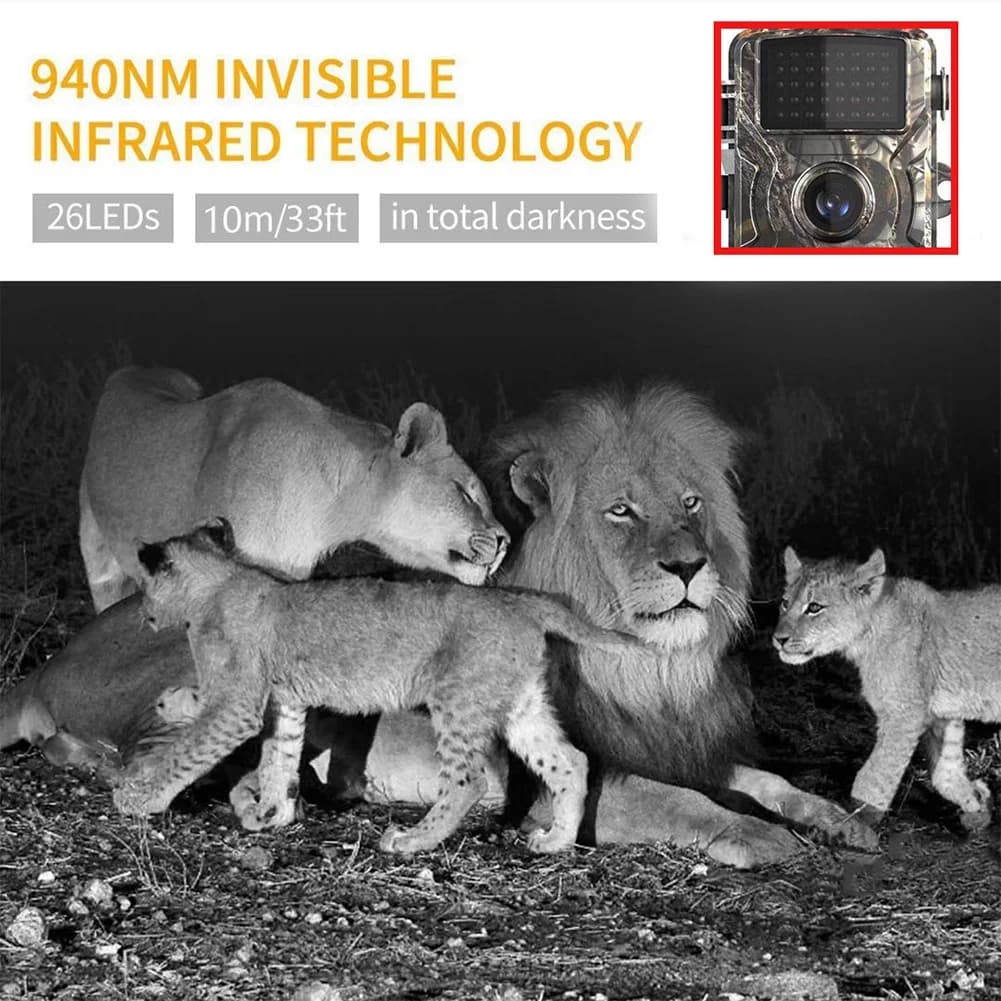 Caméra de chasse infrarouge à détection de mouvement vision nocturne pour observation animalière extérieure
