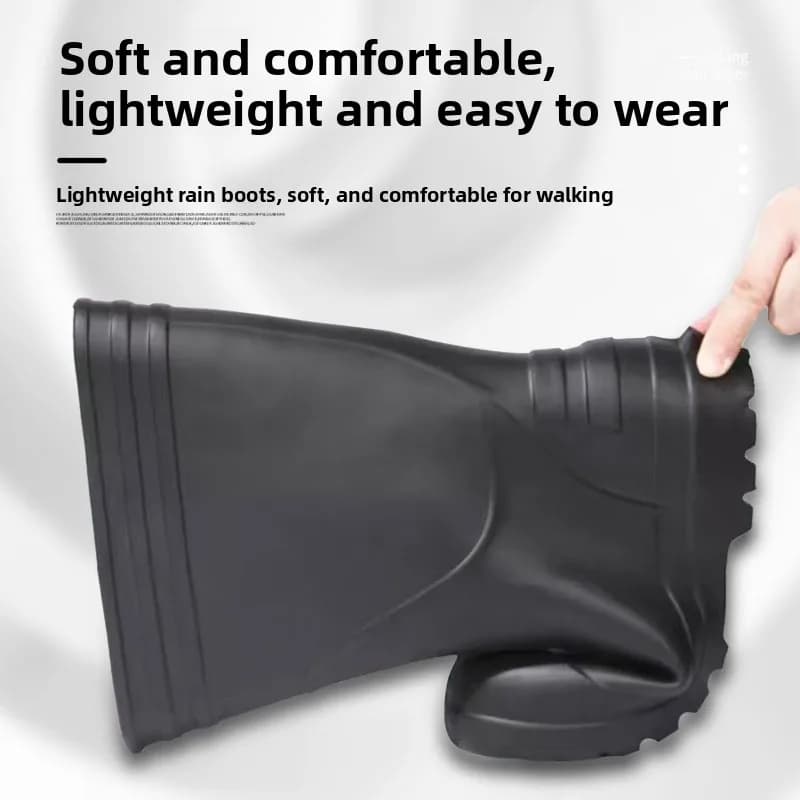 Bottes pluie hautes légères EVA blanc mousse pêche cuisine chaussures aquatiques anti-dérapantes résistantes homme