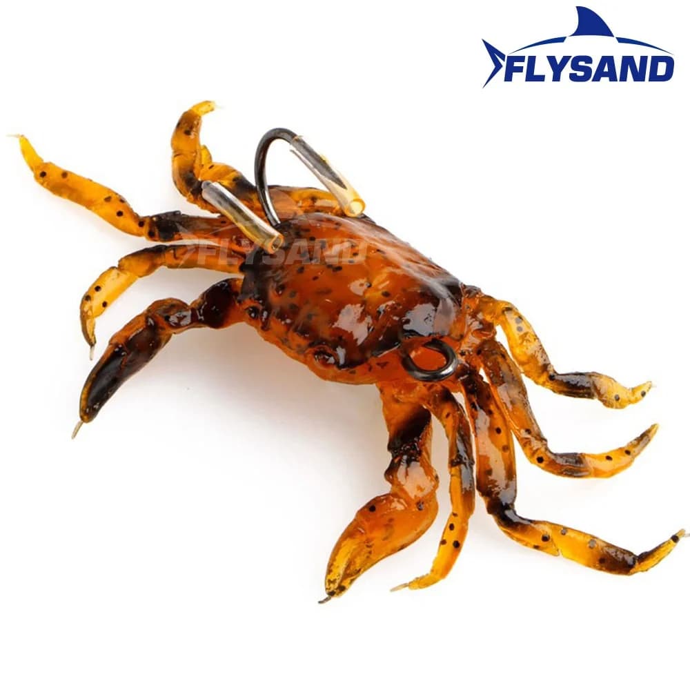 Leurre silicone crabe bionique FLYSAND - Appât souple réaliste avec hameçon intégré pour pêche eau douce