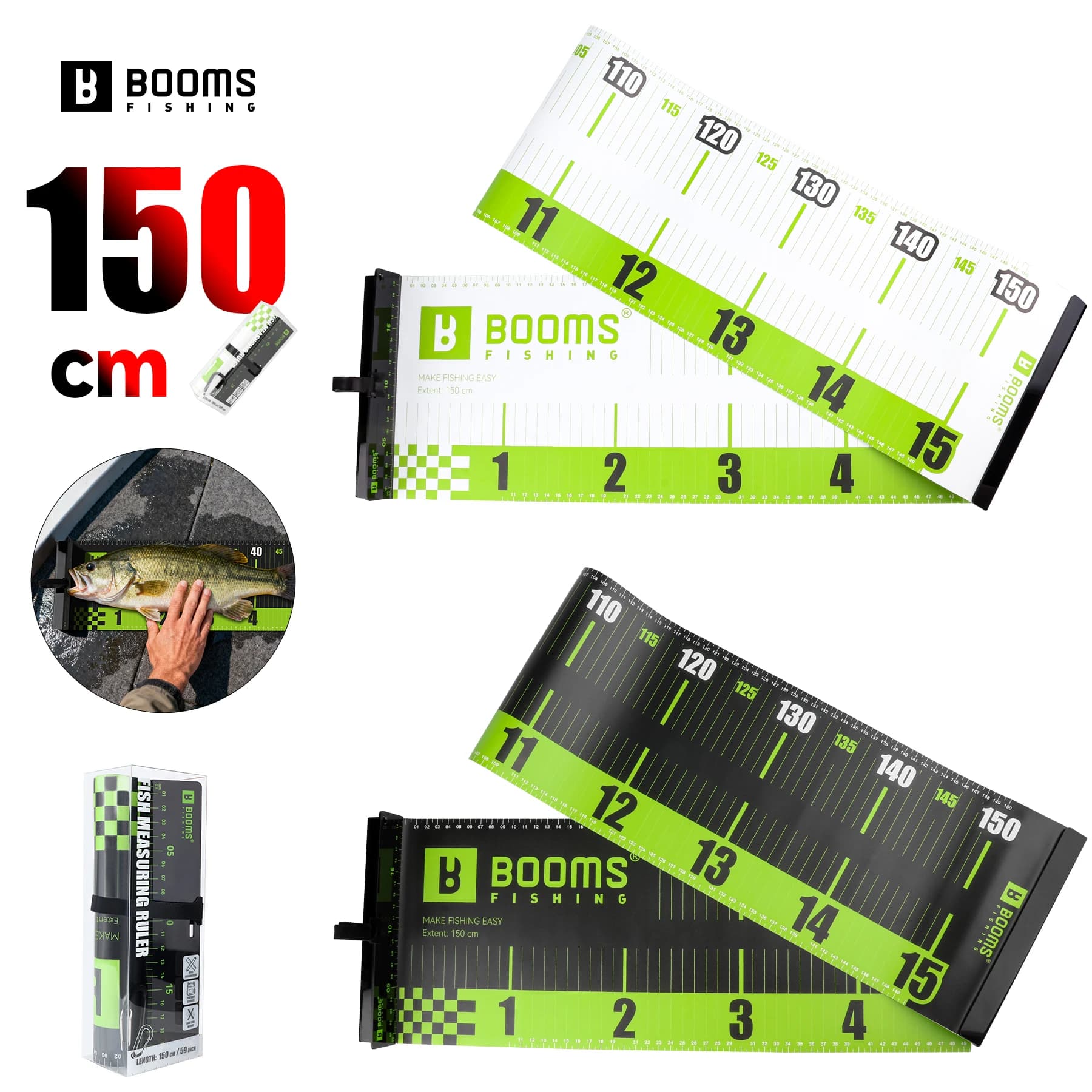 Règle à poissons PVC étanche 150cm Booms Fishing - Outil de mesure précis pour pêche