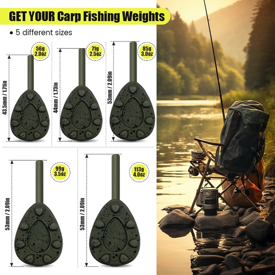 Plombs de pêche carpe en plomb disponibles en 56g/71g/85g/99g/113g pour eau douce et mer