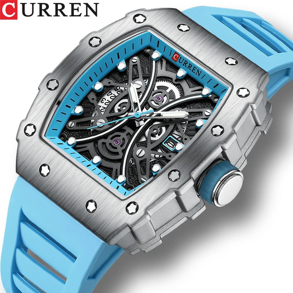 Montre homme CURREN 3D top marque quartz acier inox étanche créative bracelet silicone horloge