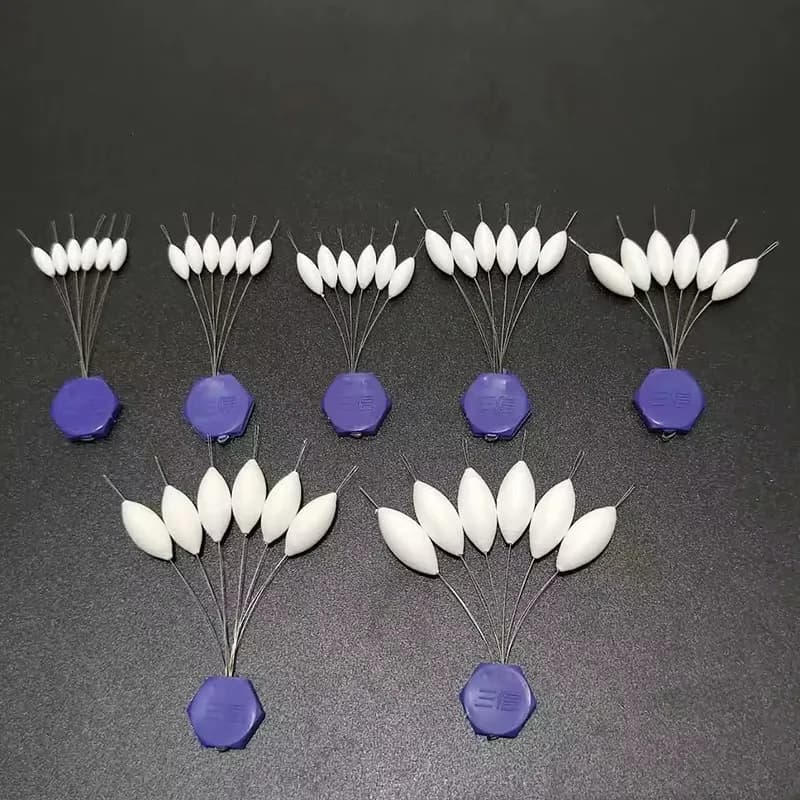 Lot de 5 flotteurs pêche blanc Seven Star, 8 tailles, accessoire montage B692 pour float beans