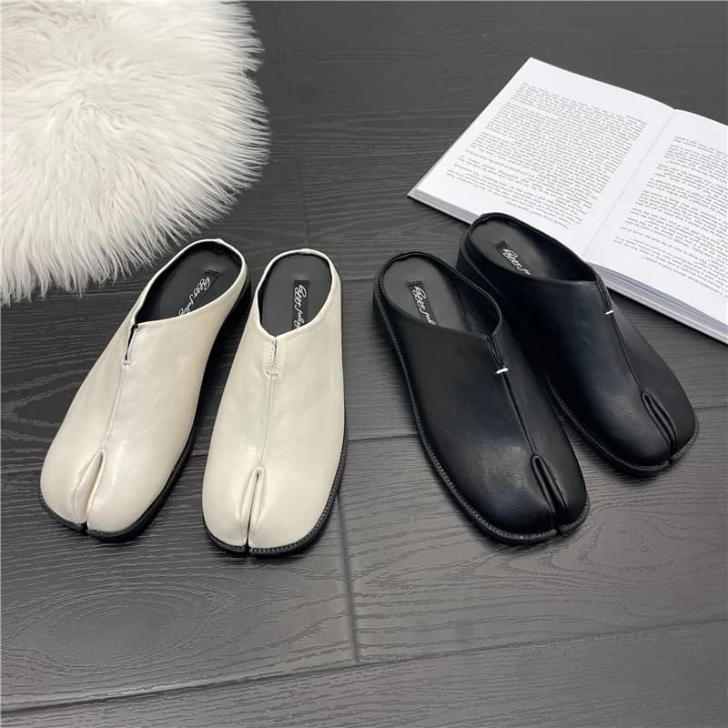 Chaussures tabi ninja cuir femme confortables mules plates orteils divisés pêche casual été