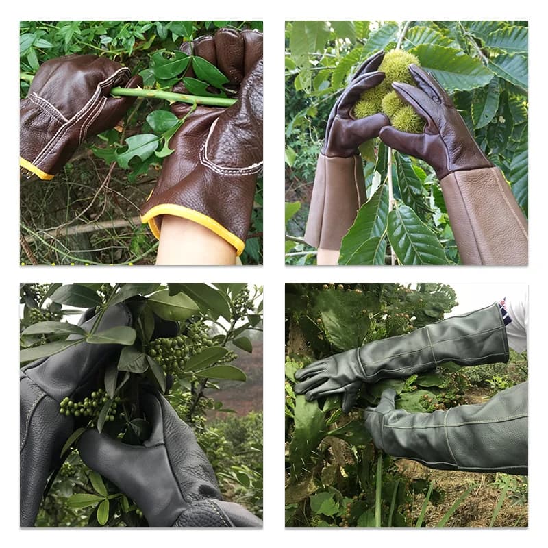 Gants de pêche professionnels cuir vachette imperméables résistants aux perforations jardinage