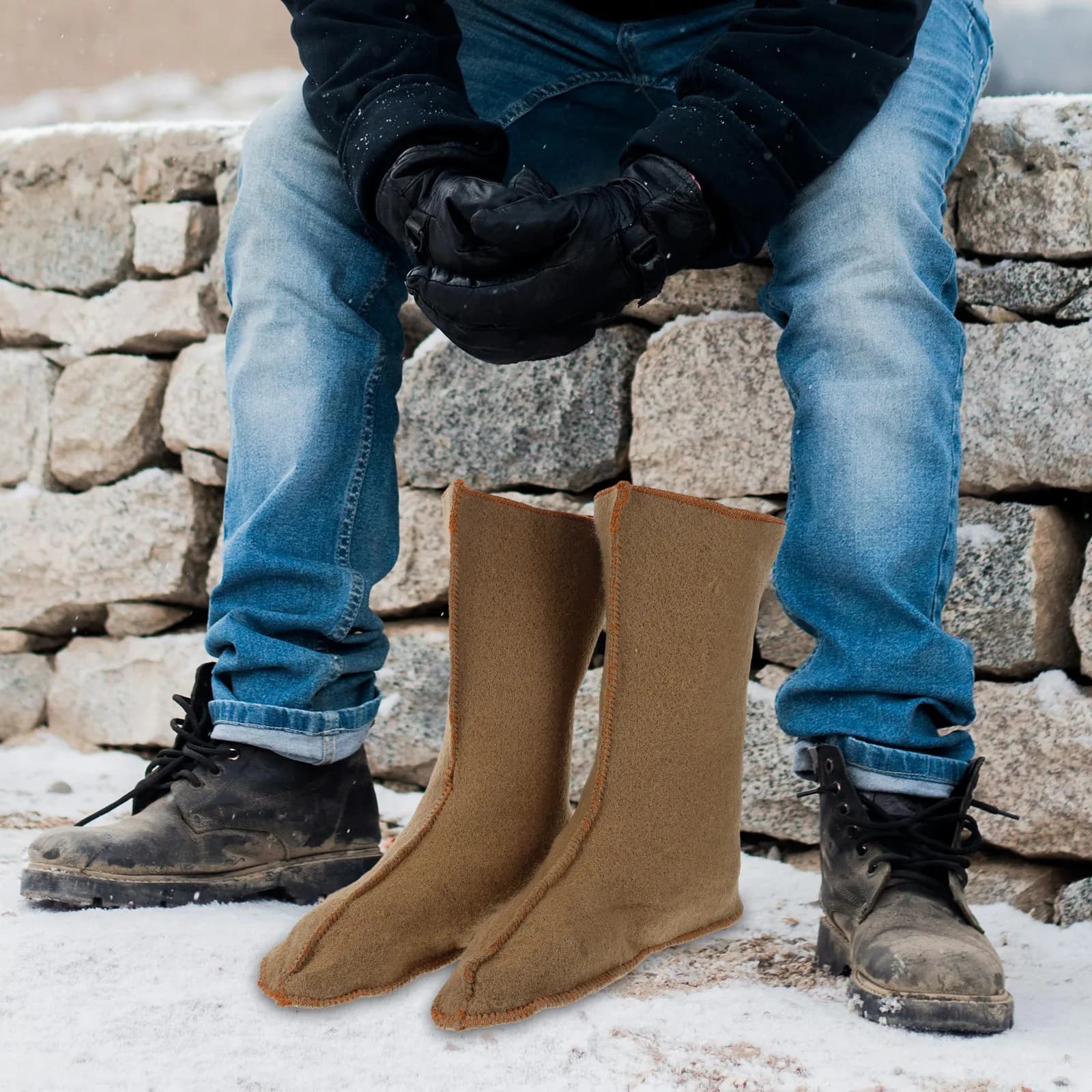 Bottes hiver homme isolées imperméables - Chaussures pêche randonnée doublure thermique chaude confortable