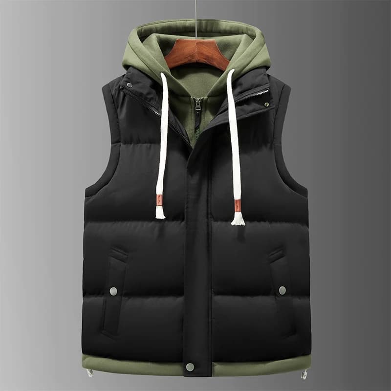 Gilet capuchon unisexe thermique automne doux coton épais pour homme pêche confortable casual