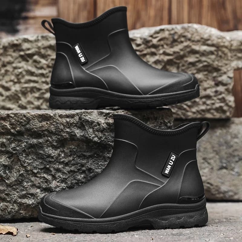 Bottes pluie réglables lacets pêche extérieur - Semelle souple anti-dérapante style sport PVC mode