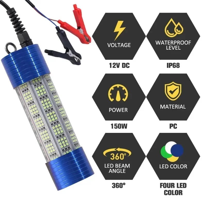 Lampe LED étanche verte 150V pour attirer poissons et calmars en pêche maritime nocturne