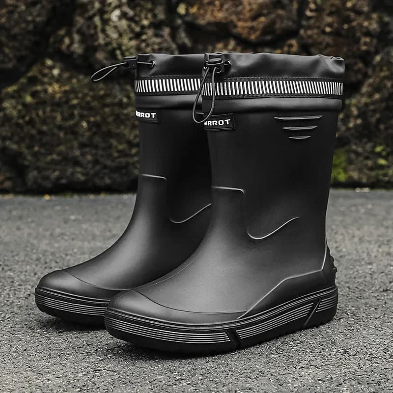 Bottes de pluie homme BIRROT mi-mollet élastiques anti-dérapantes PVC chaussures aquatiques taille 45