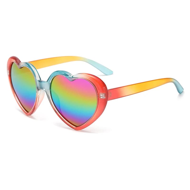 Lunettes de soleil polarisées cœur pêche UV400 - Design arc-en-ciel pour pêche en lac colorée
