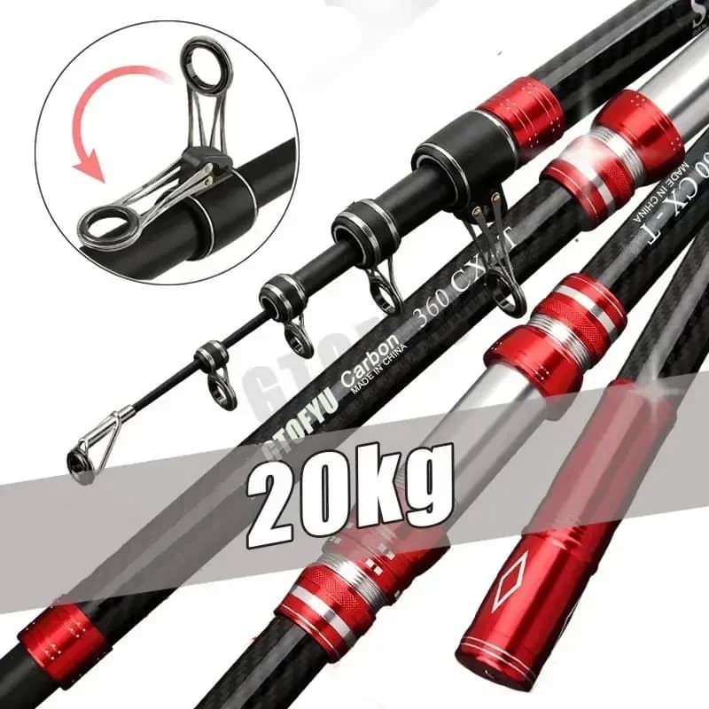 Canne téléscopique surfcasting 2.7m à 4.5m puissance 20kg pour lancer lourd voyage, pêche en mer et rivière