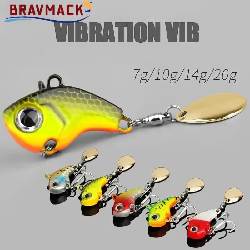 Kit 5 leurres métalliques BRAVMACK wobble rotatif avec paillettes - appâts durs pour pêche en mer