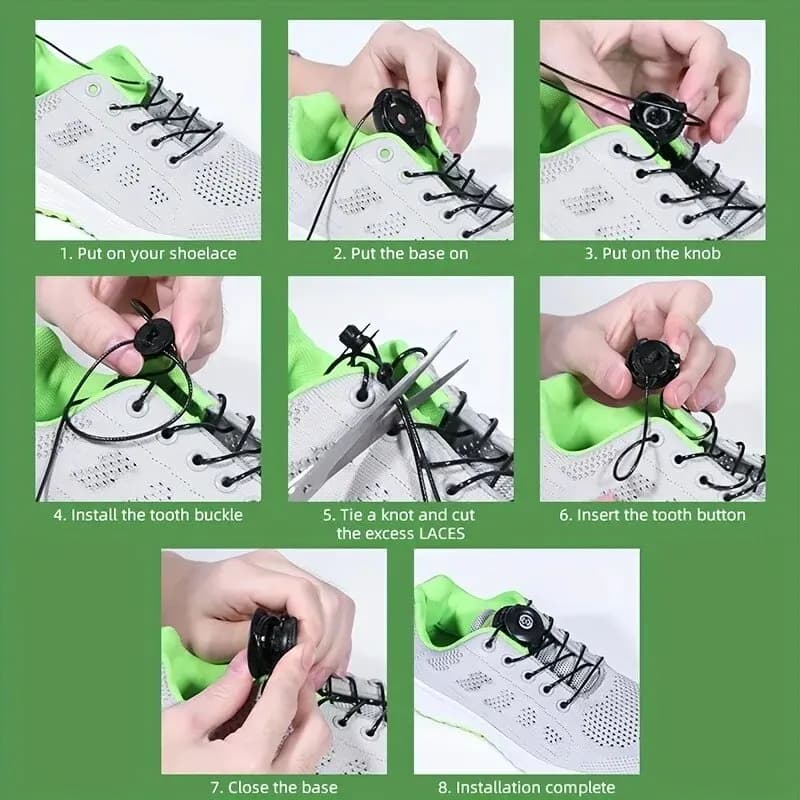Lacets automatiques réglables - Système de serrage rapide sans nœuds pour chaussures pêche
