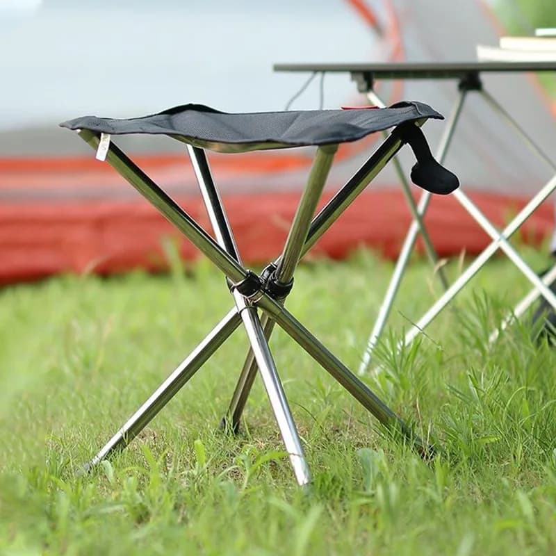 Tabouret pliant trépied pêche portable - Siège camping compact pour plage et rivière