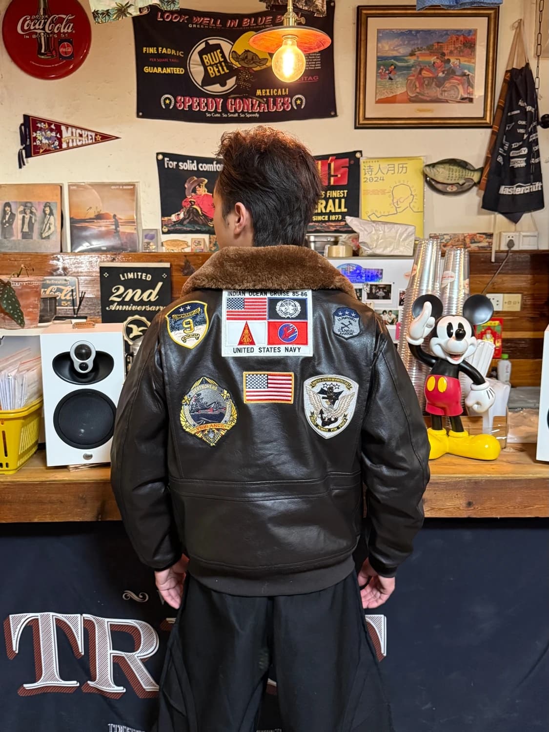 Veste aviateur cuir PU Top Gun Maverick Tom Cruise - Blouson militaire pilote avec patch brodé