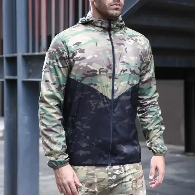 Veste bomber tactique imperméable été chasse homme légère camouflage soft shell multicam coupe-vent