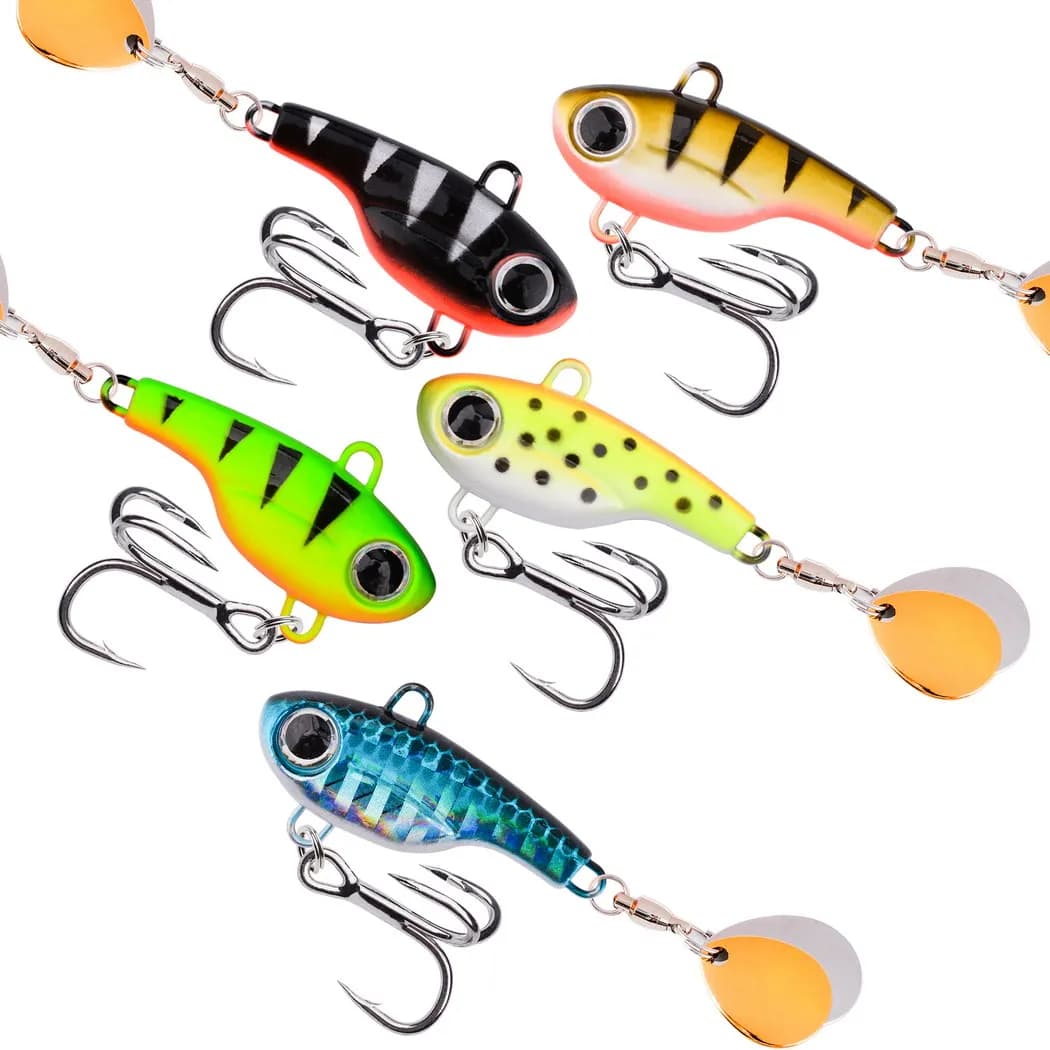 Leurre spinner métal vibrant 5g à 20g avec queue rotative et paillettes pour pêche au leurre ou trolling