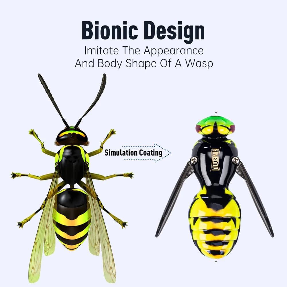 Leurre insecte flottant Kingdom Wasp - Leurres topwater bioniques pour brochet, perche et carpe