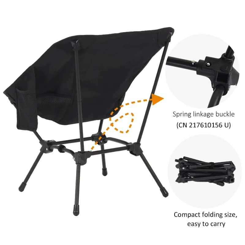 Chaise pliante carrée stable à 4 pieds pour pêche sur terrain accidenté et berges instables