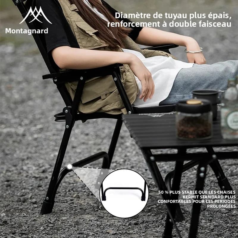 Chaise de camping pliante avec dossier et housse de transport en tissu Oxford pour pêche pratique