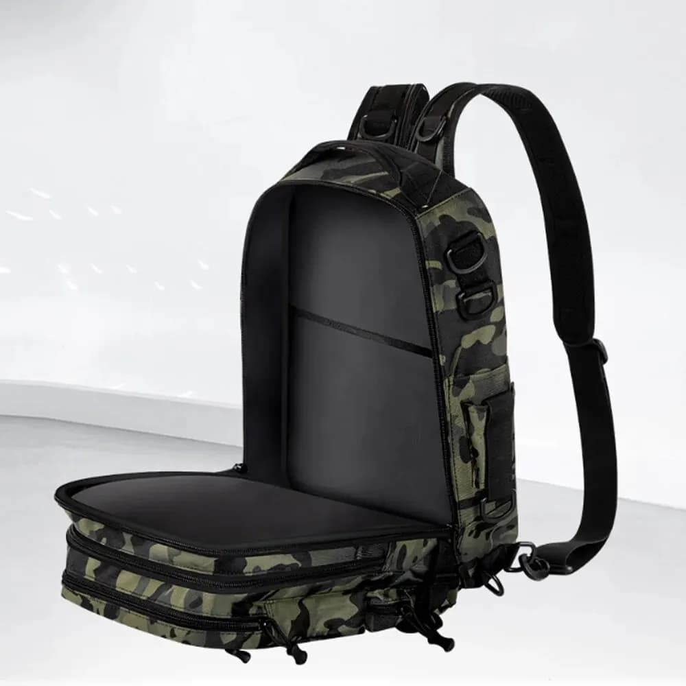 Sac à dos homme rangement leurres pêche avec porte-canne - Équipement pêche, randonnée, camping