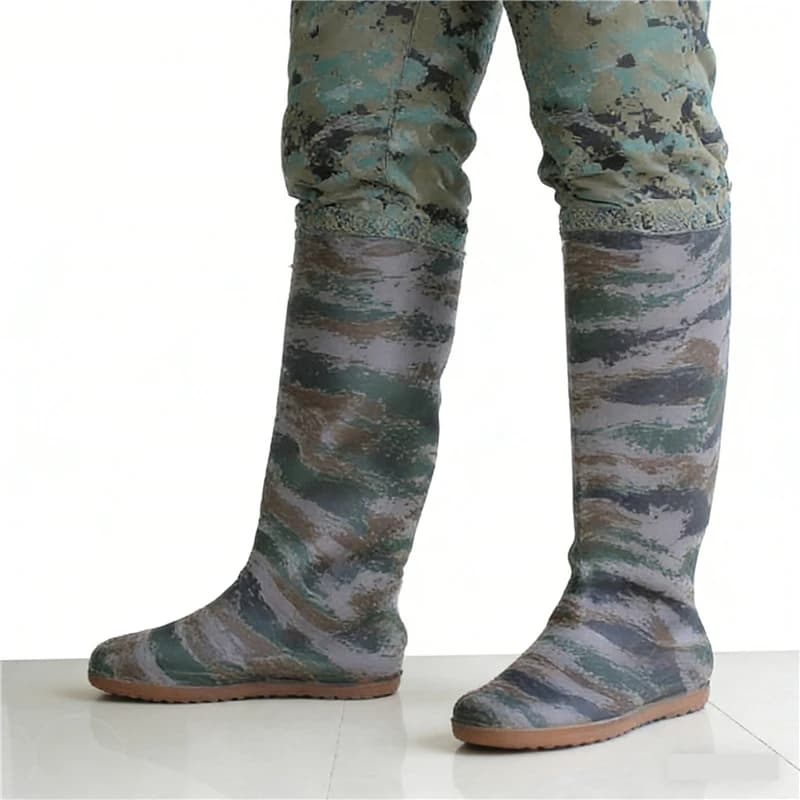 Waders pêche camouflage numérique hauteur cuisse - Bottes wading antidérapantes imperméables étang plage