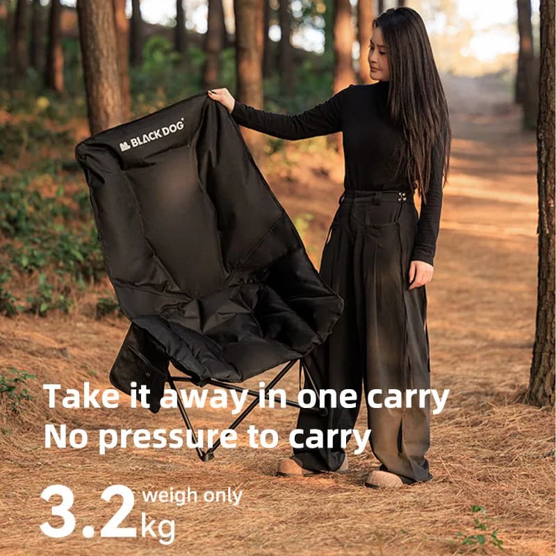 Fauteuil lune Blackdog renforcé pour camping - Siège pliant épais pour pêche et plage