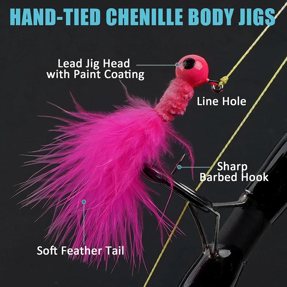 9 PCS têtes plombées marabout colorées pour pêche au crappie, perche et truite