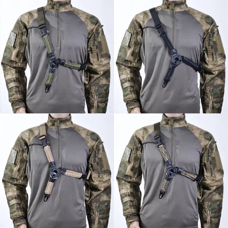 Bretelle de fusil tactique à point unique en nylon pour chasse et pêche ajustable durable