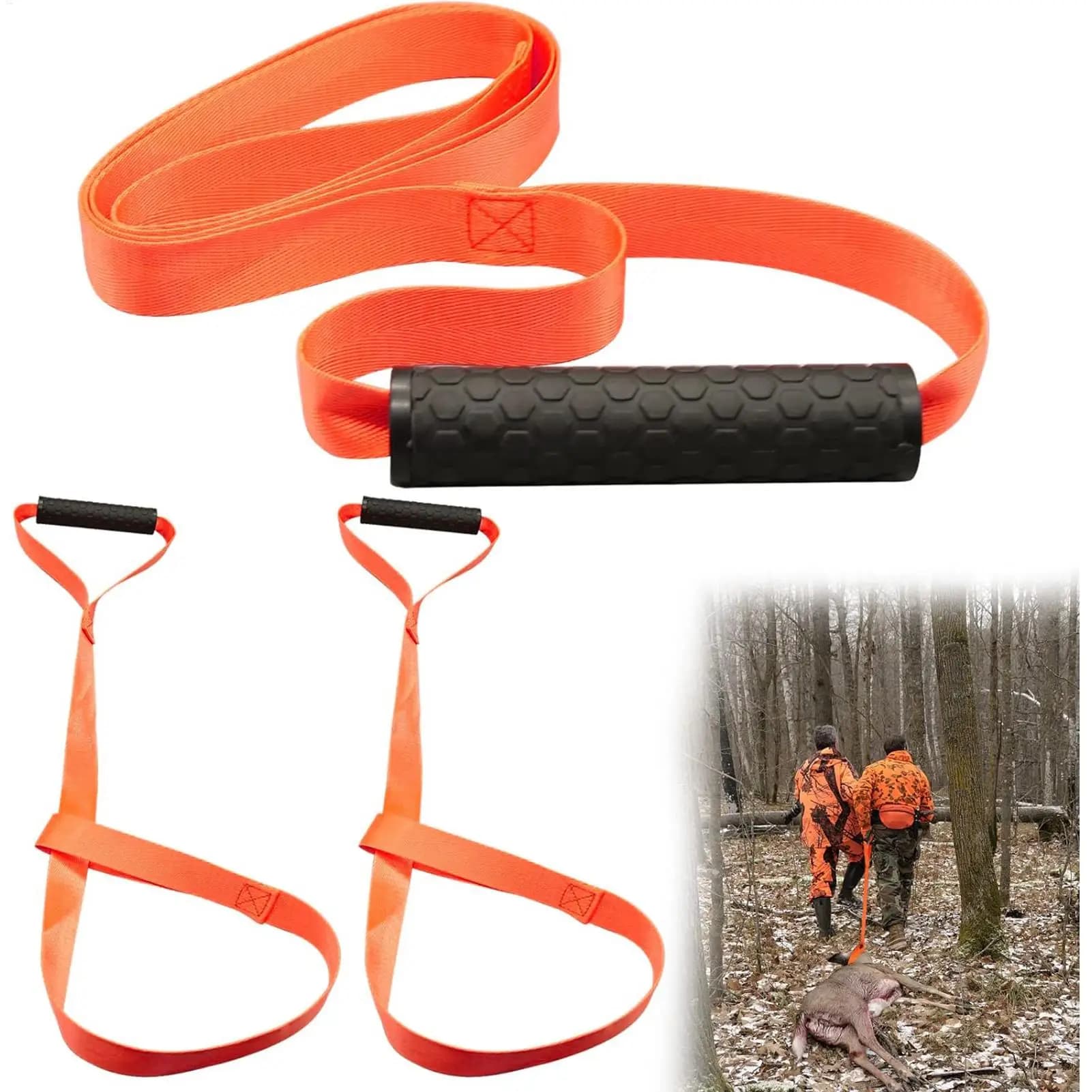 Corde de traction pliable pour cerf avec poignée - Accessoire chasse pêche multi-usage transport équipement