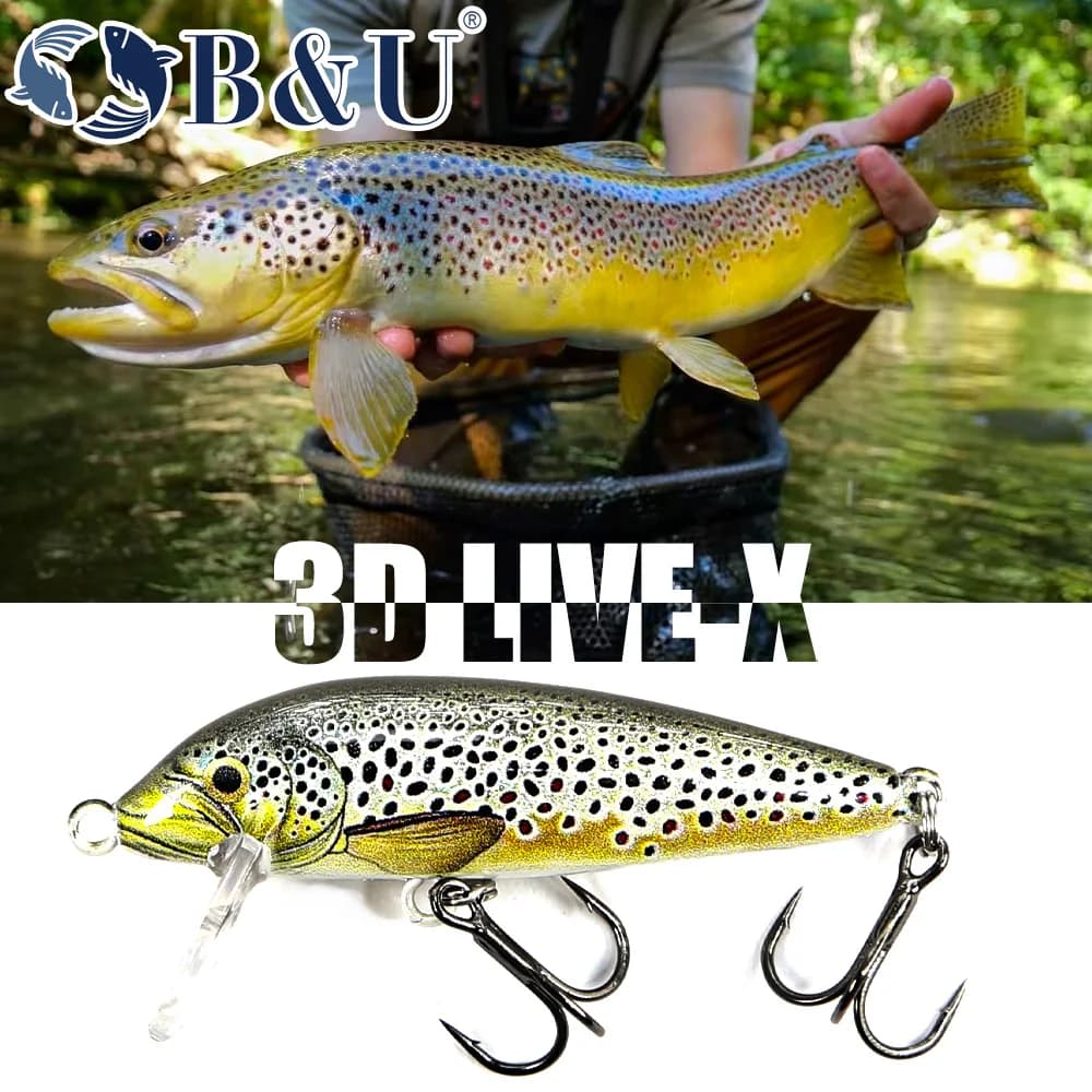 Leurre B&U Sinking Minnow Wobblers pour pêche de la perche, brochet, truite et black bass - Appât dur jerkbait