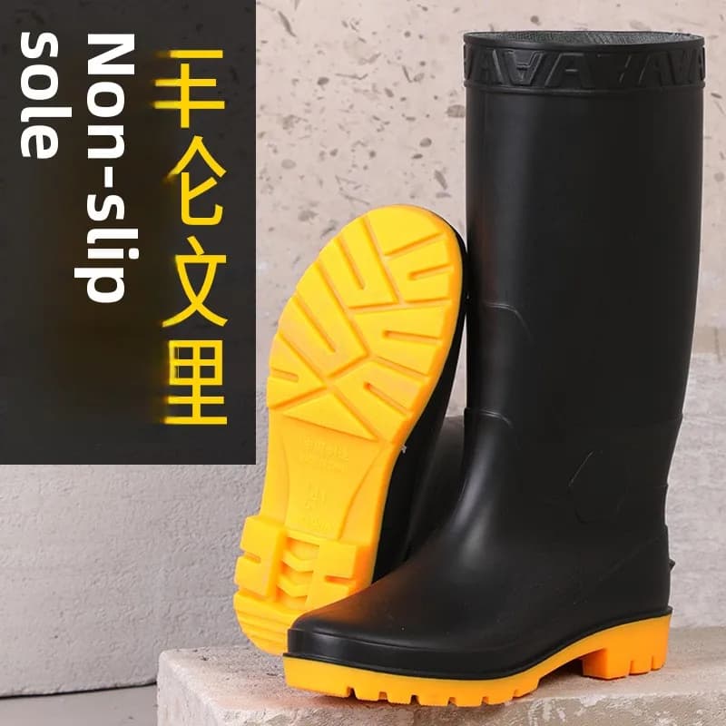 Bottes de travail homme hautes antidérapantes résistantes pluie semelle large chantier pêche