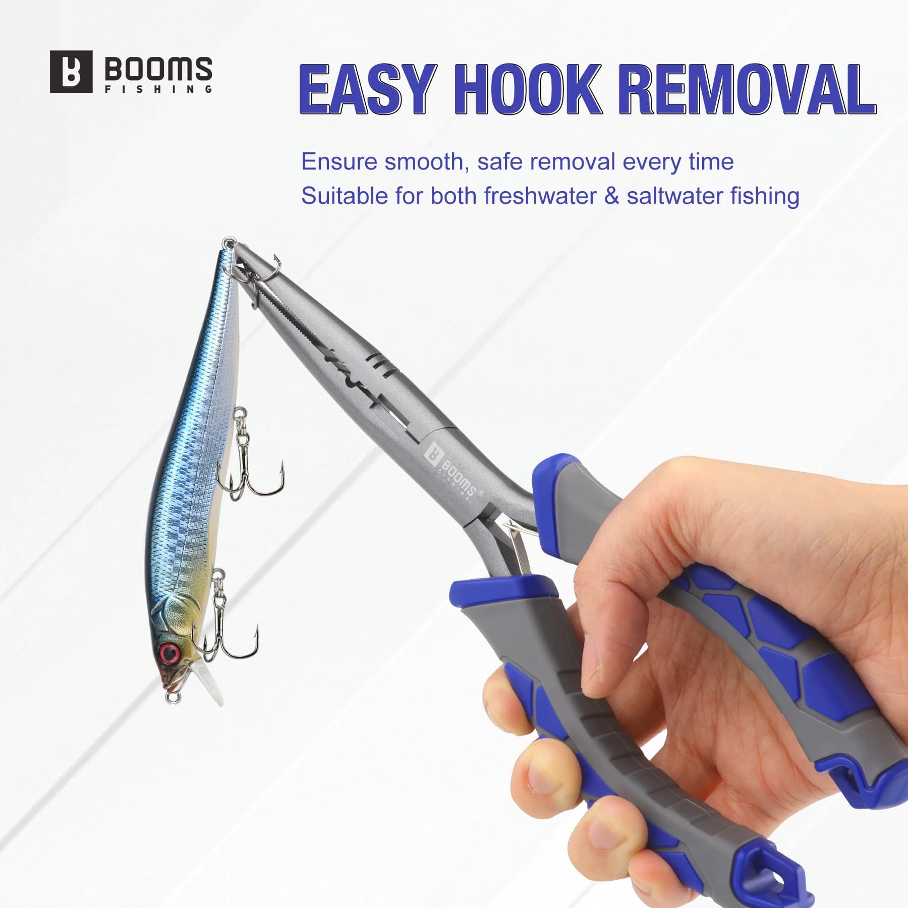 Set de pinces Booms Fishing multifonctions en acier carbone avec coupe-tresse et pince à bec long