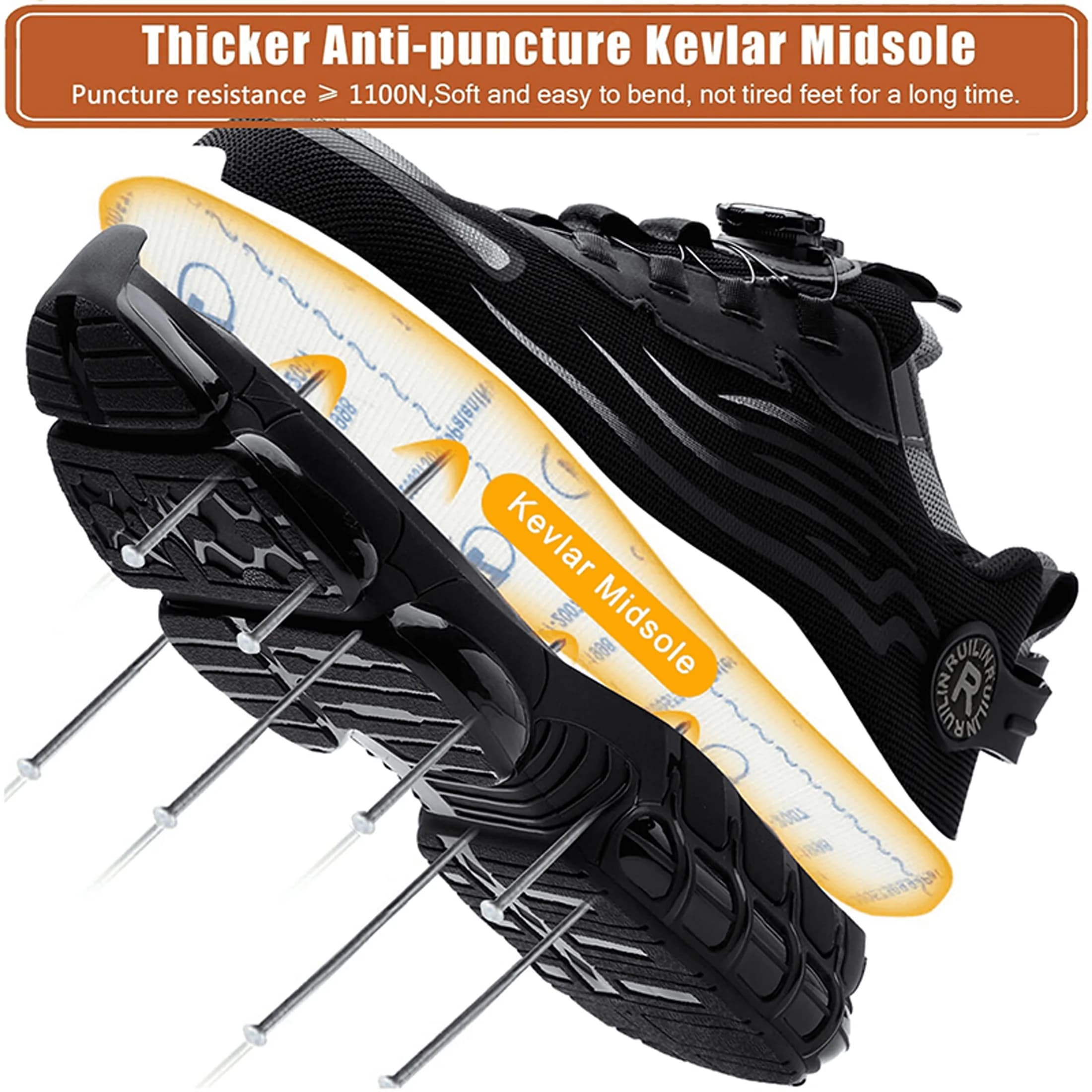 Chaussures de sécurité anti-dérapantes homme - Confortables pour pêche et travaux extérieurs