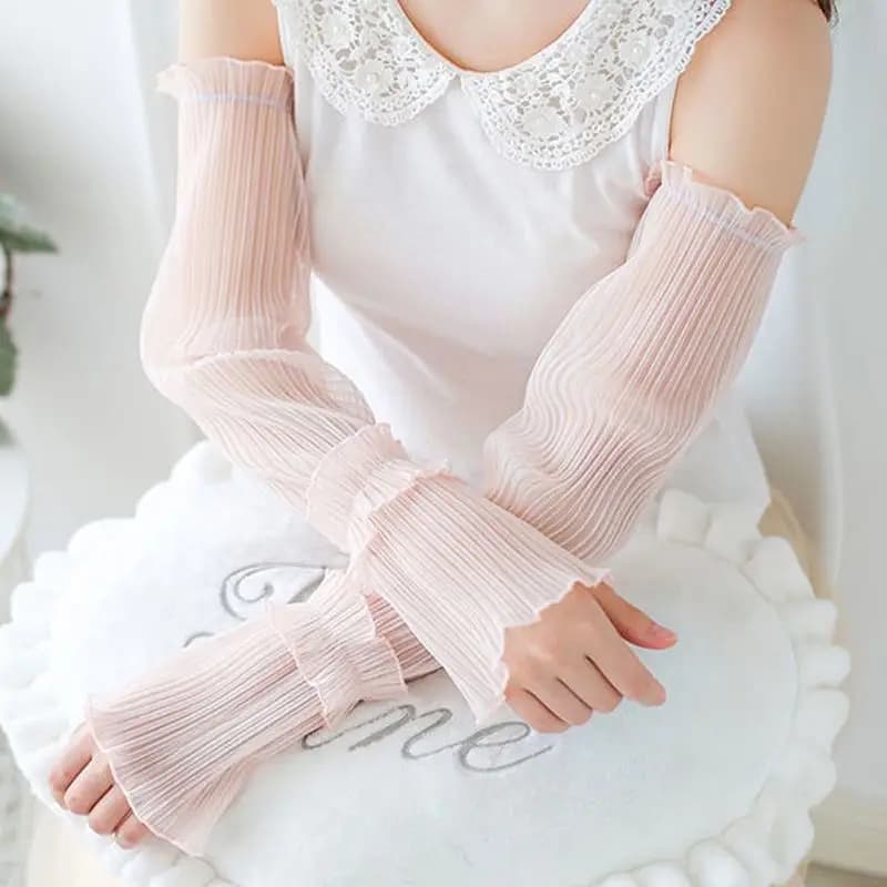 Manchons anti-UV été dentelle mesh pour femmes - Protection solaire et style pour pêche et outdoor
