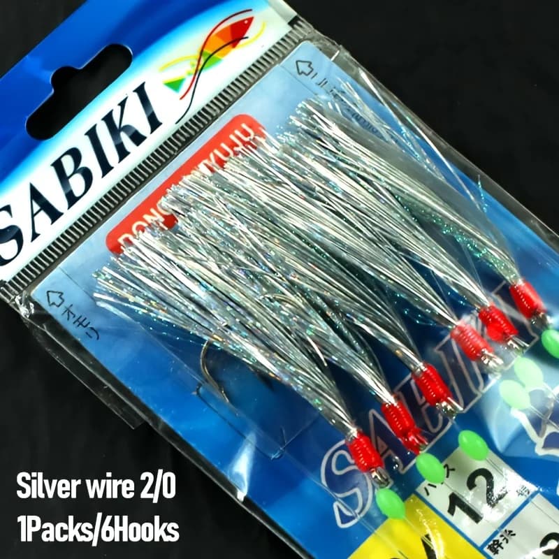 Montages Sabiki pré-montés 1 pack/6 hameçons acier carbone - Rigs pêche mer lignes épaissies
