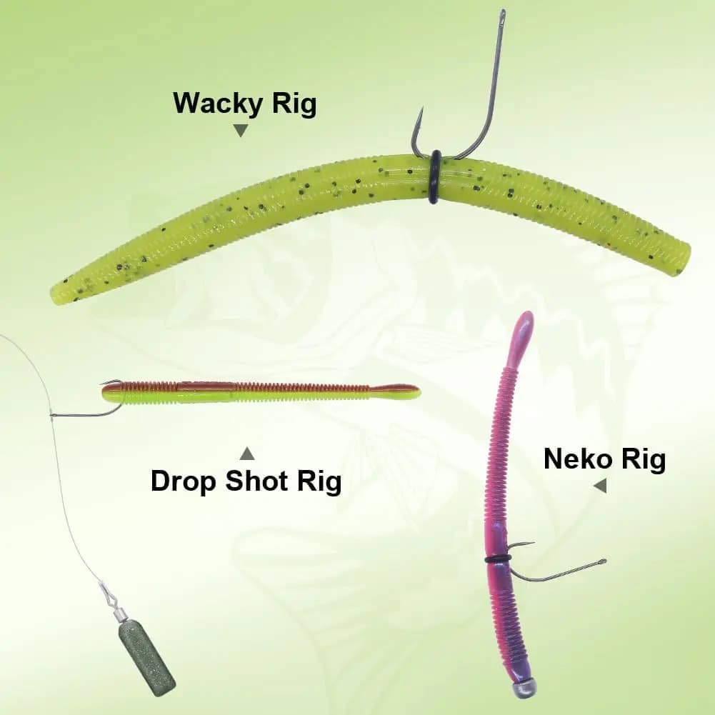 25-50 Hameçons Drop Shot Long Shank FISHTRIP pour Wacky/Neko Rig - Pêche Bar Leurres Souples