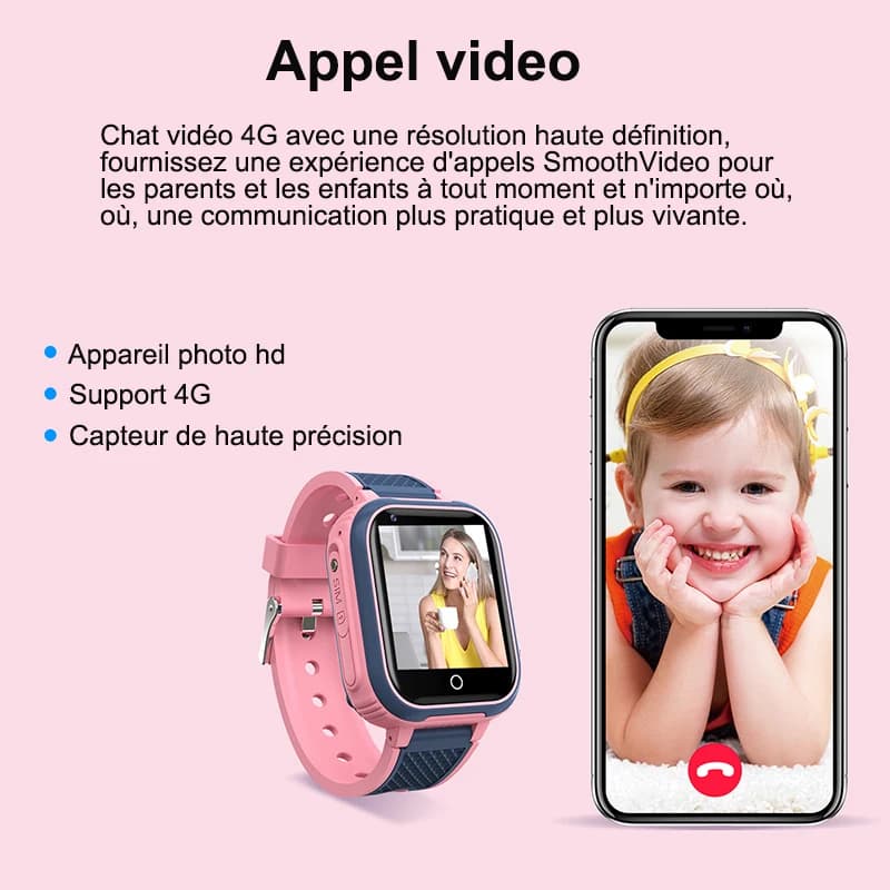 Montre Connectée Enfant LT21 4G avec GPS et Appel Vidéo - Étanche IP67 et Surveillance Parentale