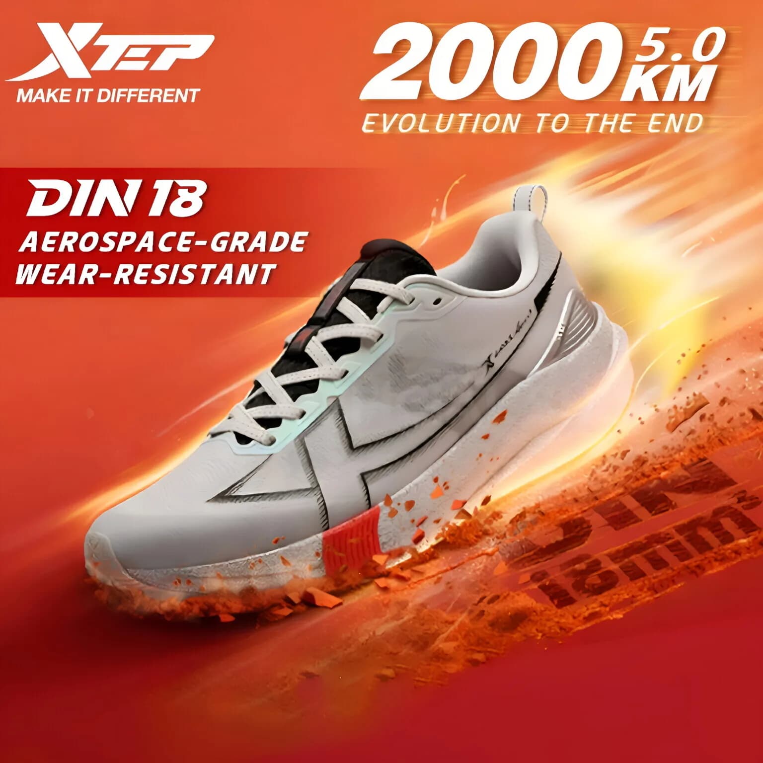 Chaussures marathon Xtep pêche durable - Sneakers amorti professionnel course légère street