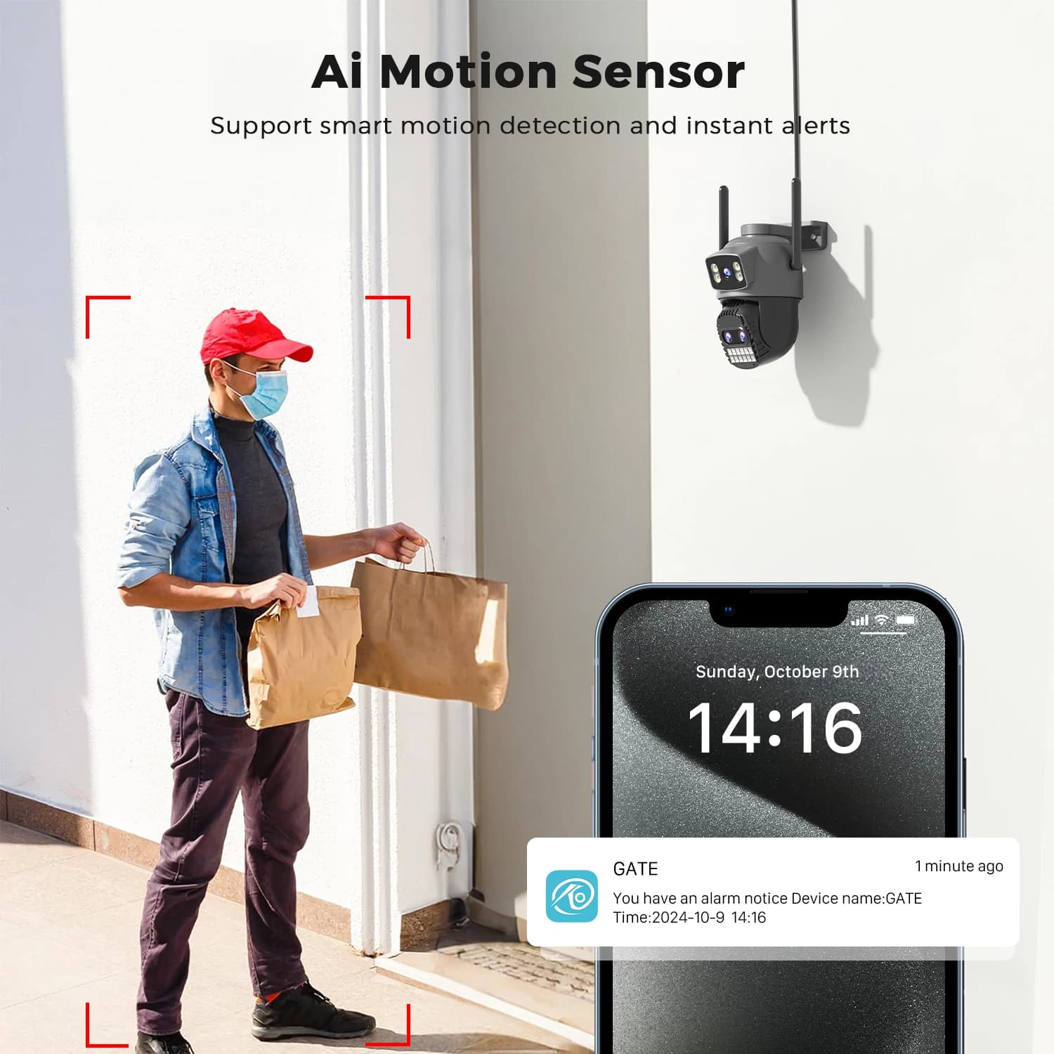Caméra PTZ wifi 15MP 8K extérieure : zoom 10x, vision nocturne 35m, détection humaine pour surveillance