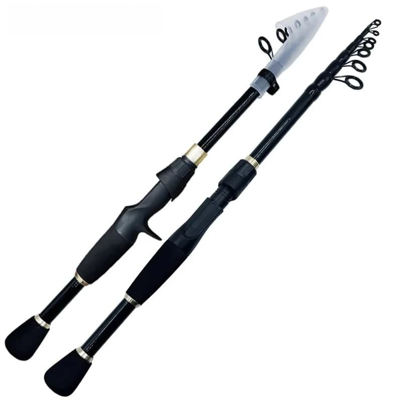 Canne à pêche télescopique ultralégère spinning casting 1.6-2.4m fibre carbone accessoires pêche leurres