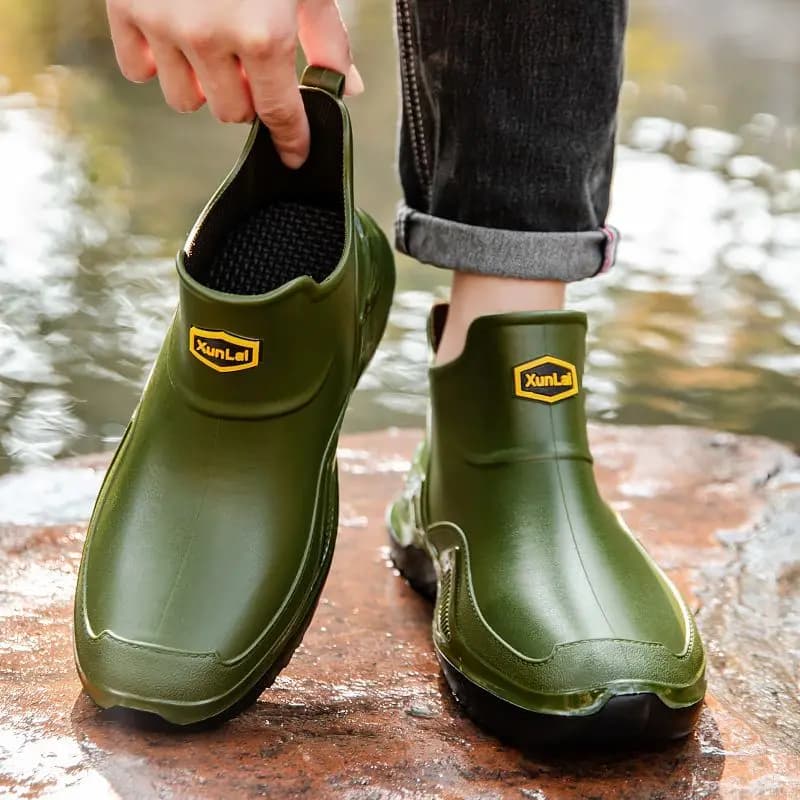 Bottes de pluie homme silicone à plateforme basse - Bottes ville antidérapantes économiques